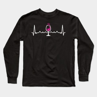 Wineglass Heartbeat For Wine Moms Long Sleeve T-Shirt